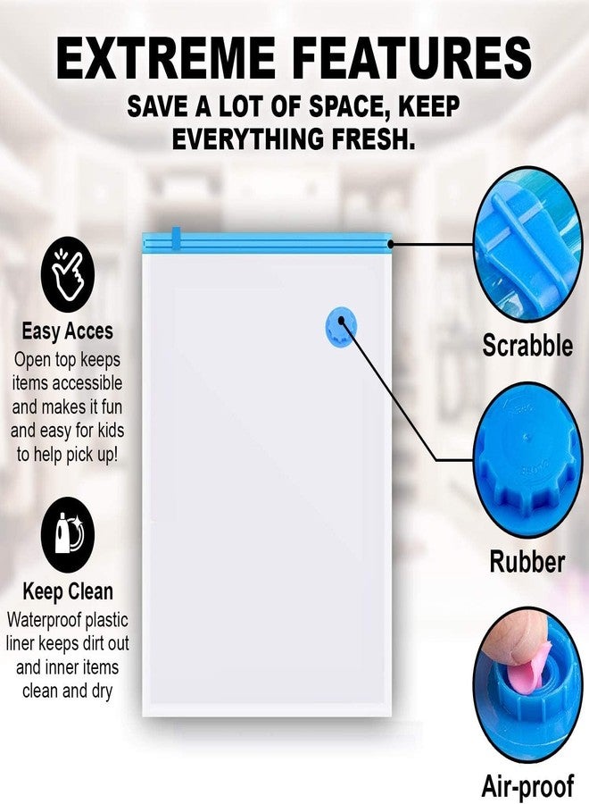 Corslet أكياس تخزين الملابس القابلة لإعادة الاستخدام والمزودة بسحاب محكم الإغلاق مع مضخة يدوية للسفر (عبوة من 5 قطع) 2 صغير (40 سم × 60 سم)، 2 متوسط (50 سم × 70 سم)، 1 كبير (60 سم × 80 سم) - Image 5